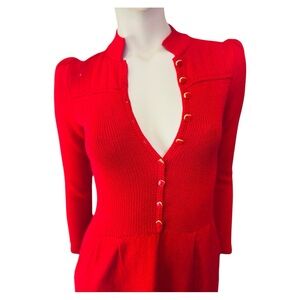 70s/ 80s Vintage Designers St John & Lillie Rubin Red Knit Dress‎ XS